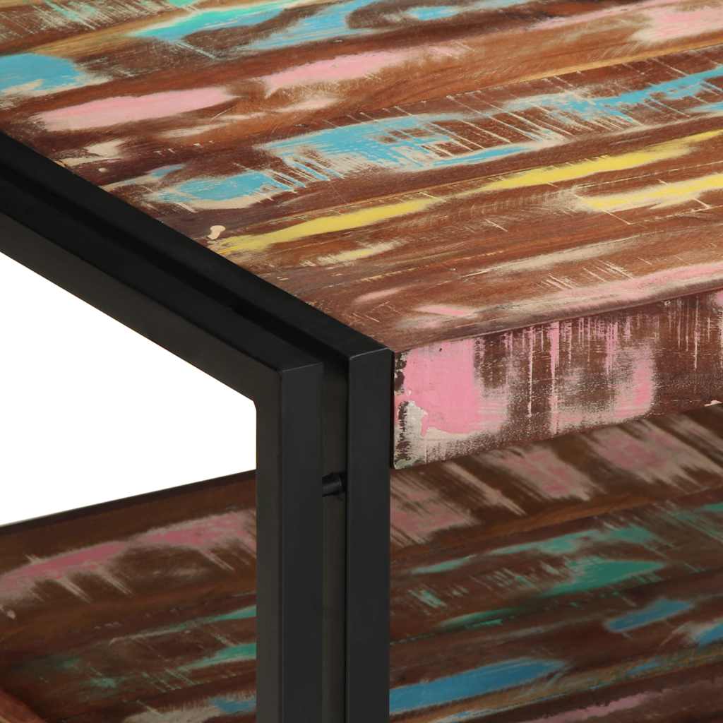 sofabord 70x50x38 cm massivt genbrugstræ flerfarvet