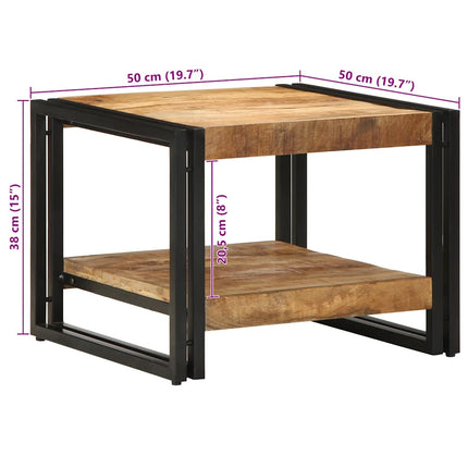 sofabord 50x50x38 cm massivt ru mangotræ
