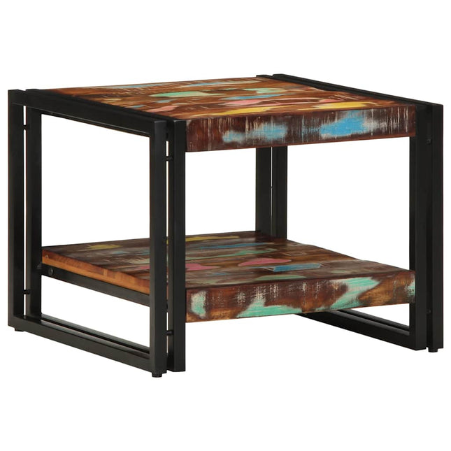 sofabord 50x50x38 cm massivt genbrugstræ flerfarvet