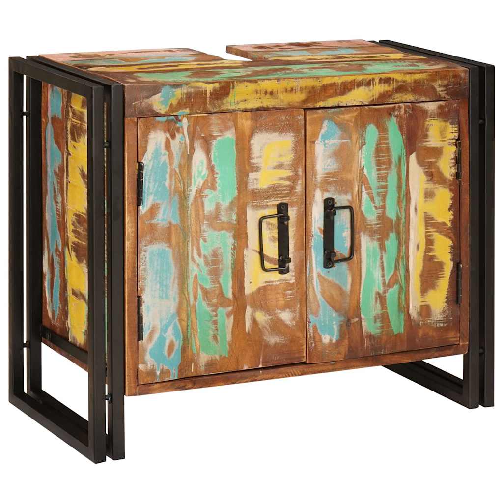 Badeværelsesvaskeskab 71 x 33 x 58 cm Solid genbrugstræ og jern