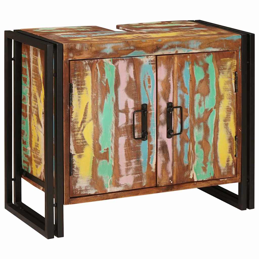 Badeværelsesvaskeskab 71 x 33 x 58 cm Solid genbrugstræ og jern