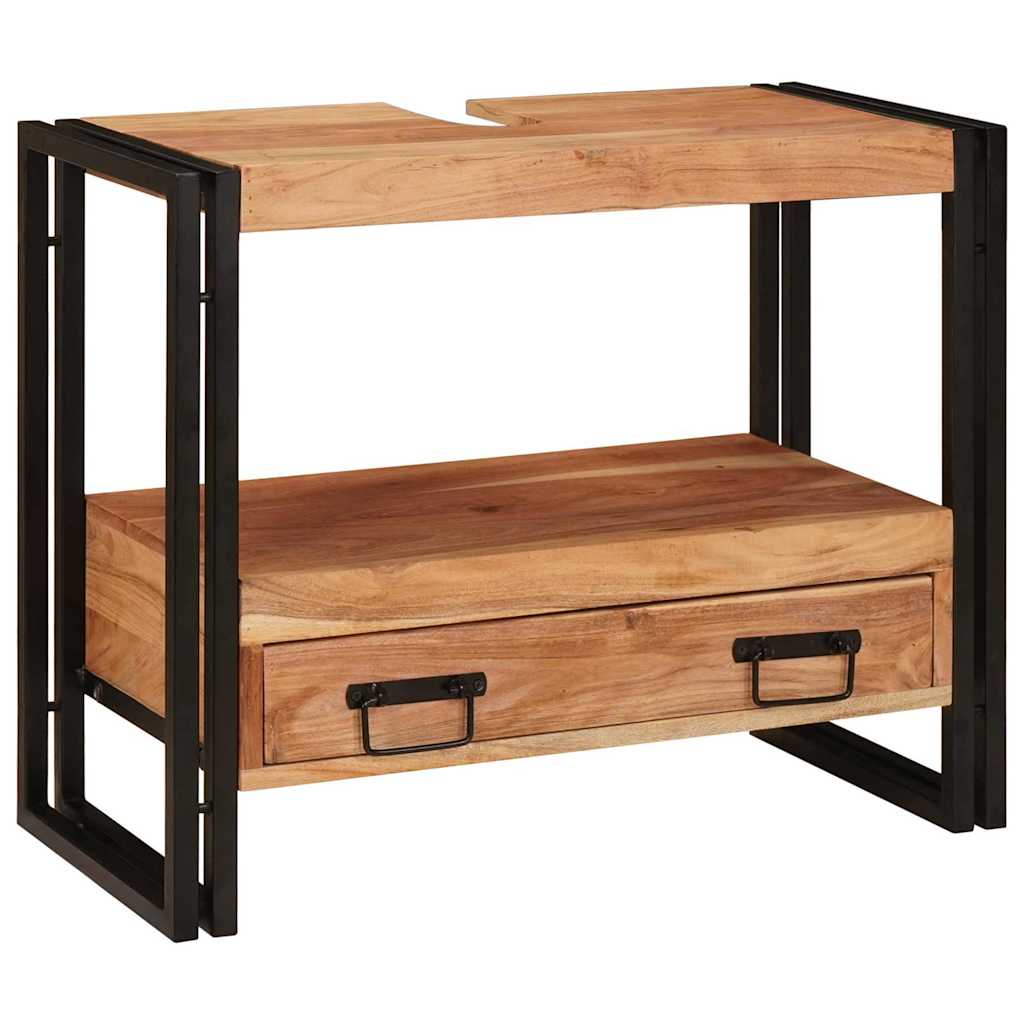 Badeværelsesvaskeskab 71 x 33 x 58 cm Massivt akacietræ og jern