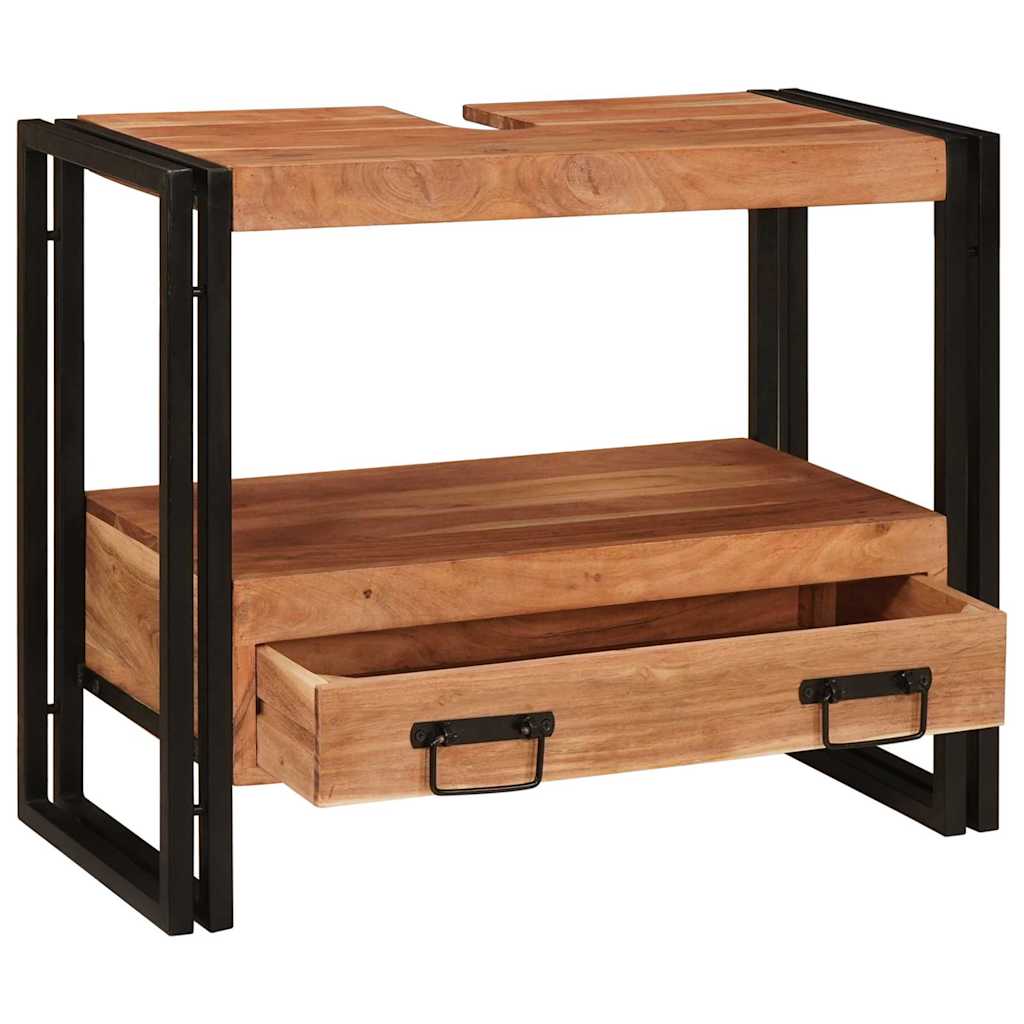 Badeværelsesvaskeskab 71 x 33 x 58 cm Massivt akacietræ og jern