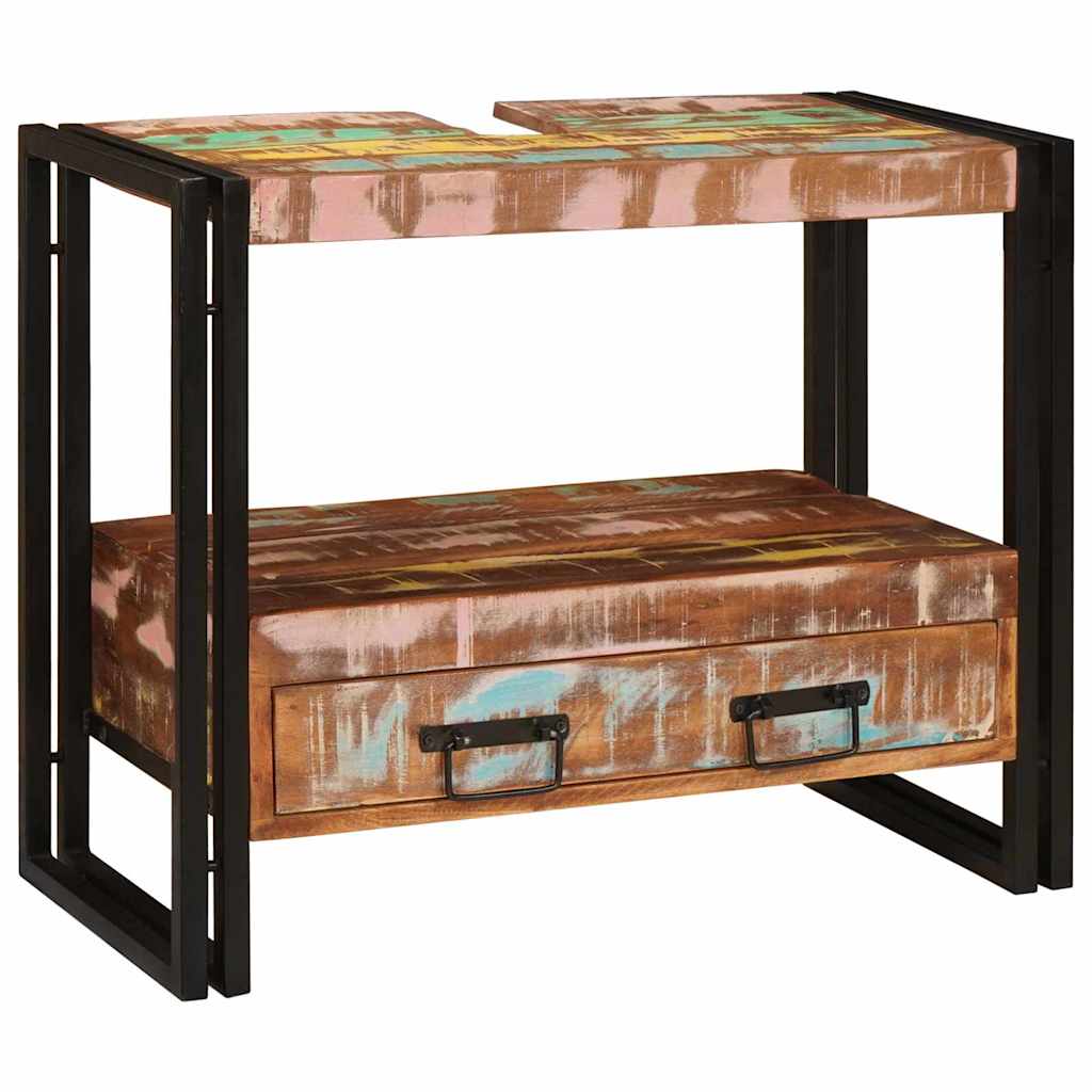 Badeværelsesvaskeskab 71 x 33 x 58 cm Solid genbrugstræ og jern