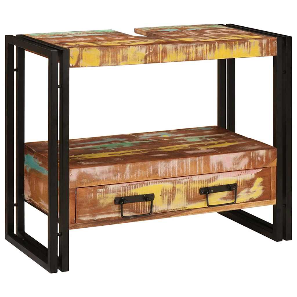 Badeværelsesvaskeskab 71 x 33 x 58 cm Solid genbrugstræ og jern