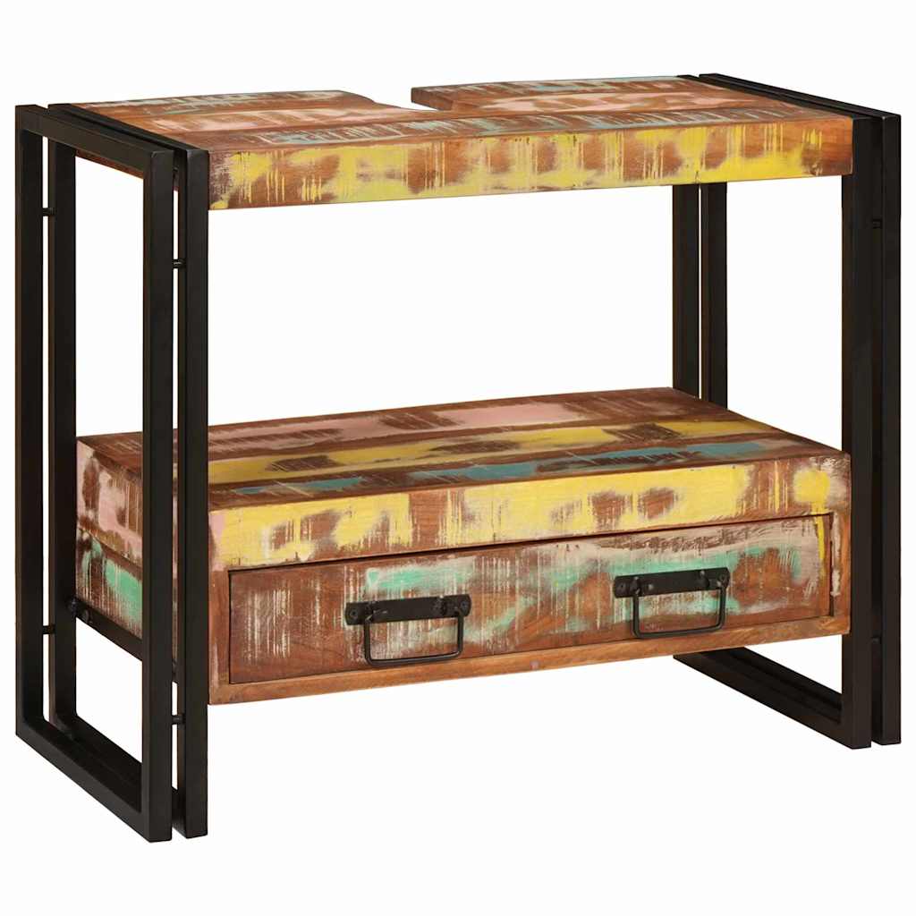 Badeværelsesvaskeskab 71 x 33 x 58 cm Solid genbrugstræ og jern