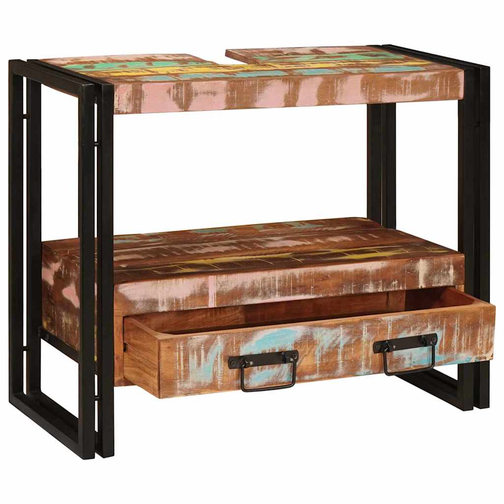 Badeværelsesvaskeskab 71 x 33 x 58 cm Solid genbrugstræ og jern