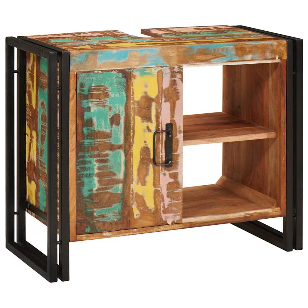 Vaskeskab med dør Flerfarvet 71 x 33 x 58 cm Solid genbrugs træ
