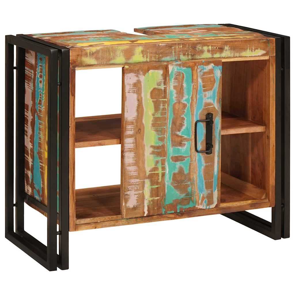 Badeværelsesvaskeskab 71 x 33 x 58 cm Solid genbrugstræ og jern