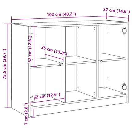 skænk 102x37x75,5 cm konstrueret træ kunsteg