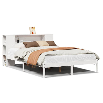 seng med reol uden madras 120x200 cm massivt fyrretræ hvid