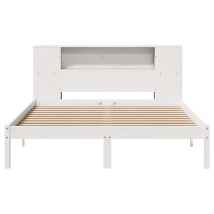 seng med reol uden madras 150x200 cm massivt fyrretræ hvid