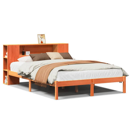 seng med reol uden madras 150x200cm massivt fyrretræ gyldenbrun