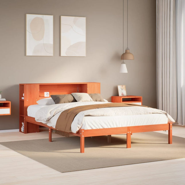 seng med reol uden madras 150x200cm massivt fyrretræ gyldenbrun