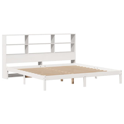 seng med reol uden madras 180x200 cm massivt fyrretræ hvid