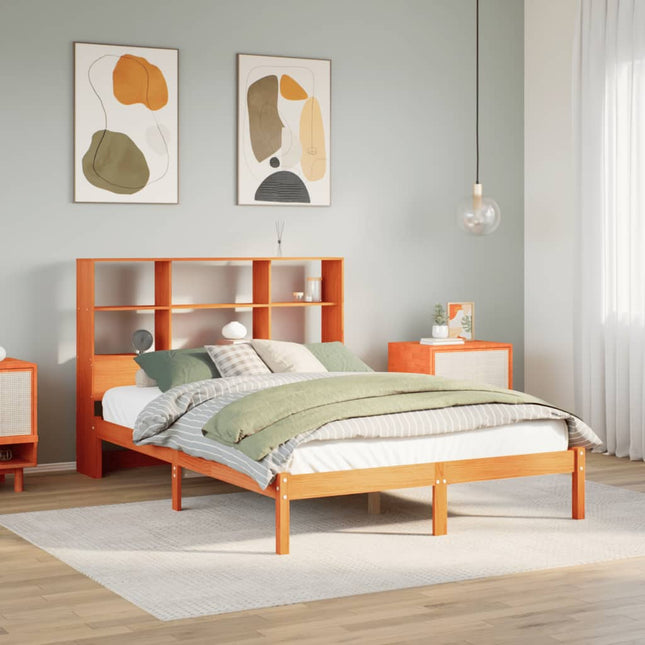 seng med reol uden madras 120x200cm massivt fyrretræ gyldenbrun