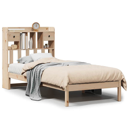 seng med reol uden madras 90x190 cm massivt fyrretræ