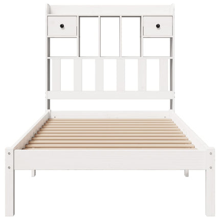 seng med reol uden madras 90x190 cm massivt fyrretræ hvid