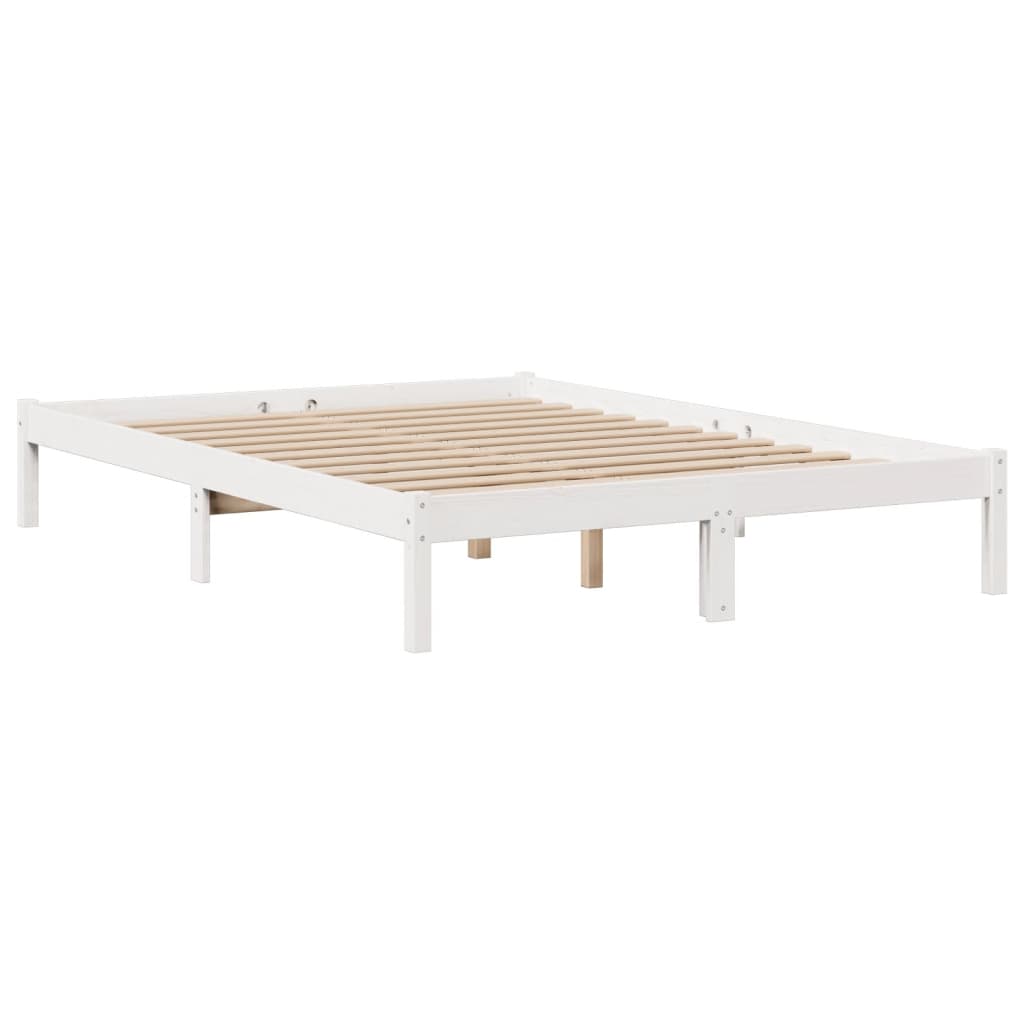 seng med reol uden madras 140x190 cm massivt fyrretræ hvid