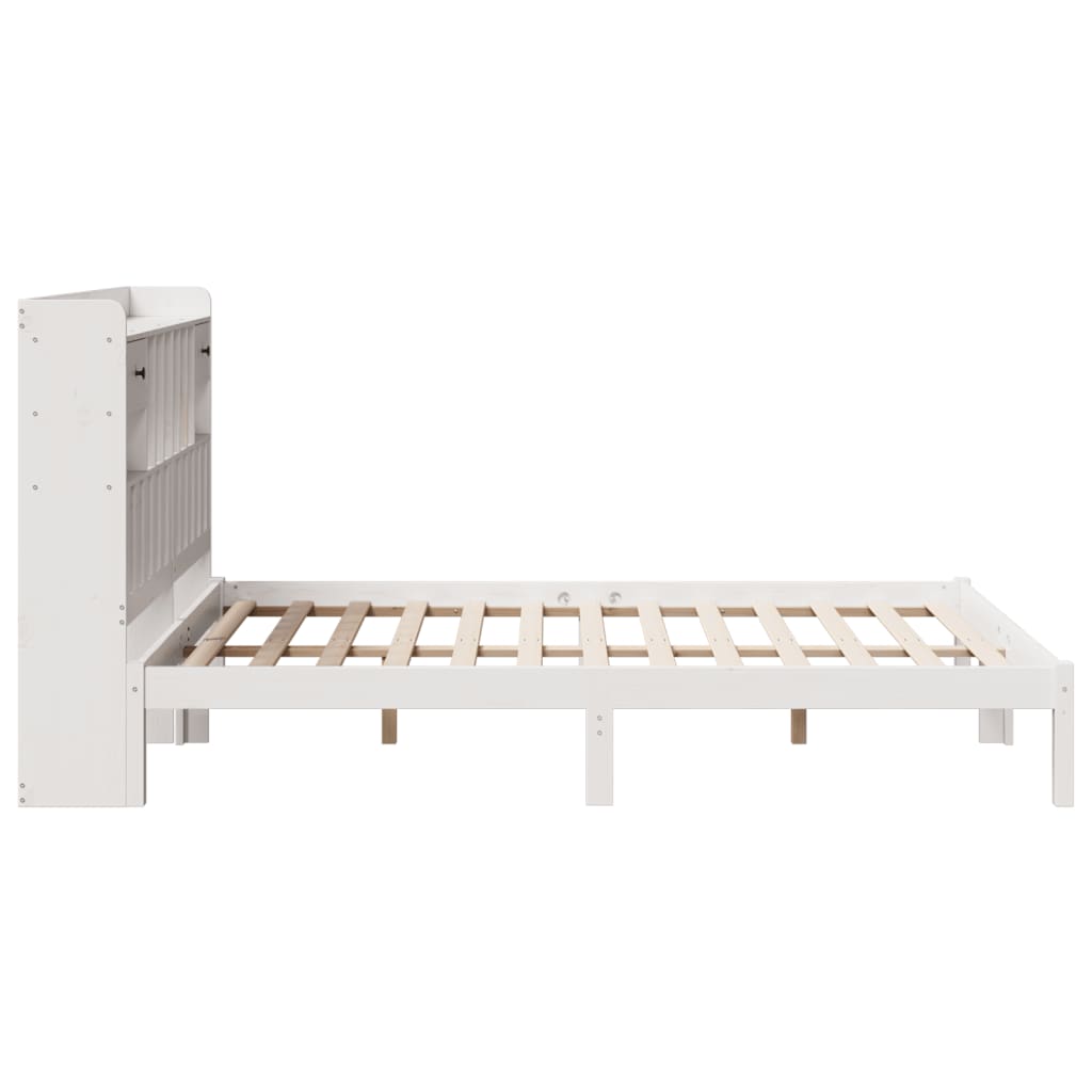 seng med reol uden madras 140x190 cm massivt fyrretræ hvid