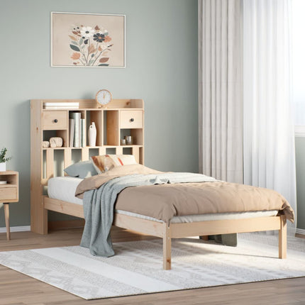 seng med reol uden madras 90x200 cm massivt fyrretræ