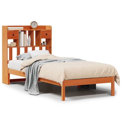 seng med reol uden madras 75x190 cm massivt fyrretræ gyldenbrun
