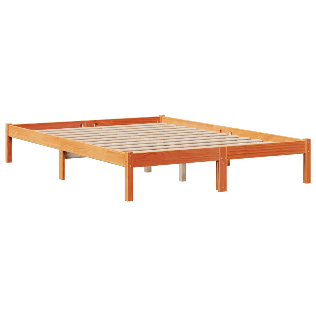 seng med reol uden madras 160x200cm massivt fyrretræ gyldenbrun