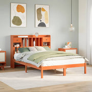 seng med reol uden madras 160x200cm massivt fyrretræ gyldenbrun