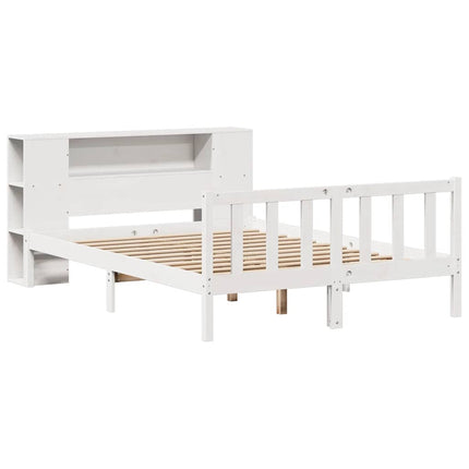 seng med reol uden madras 135x190 cm massivt fyrretræ hvid