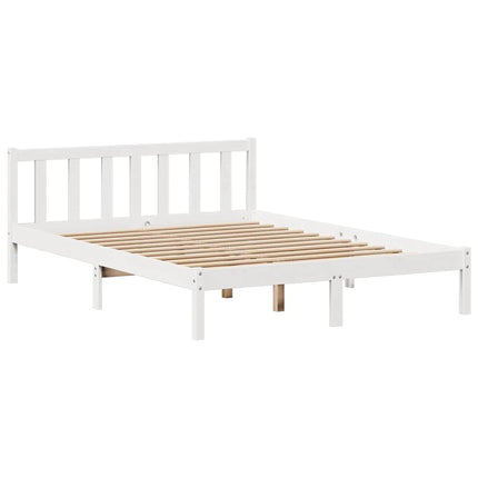 seng med reol uden madras 135x190 cm massivt fyrretræ hvid