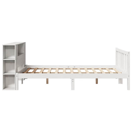 seng med reol uden madras 135x190 cm massivt fyrretræ hvid