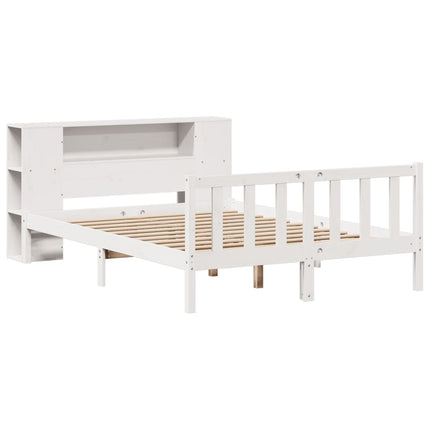seng med reol uden madras 140x190 cm massivt fyrretræ hvid