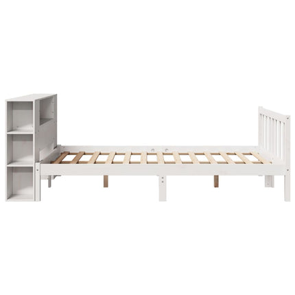 seng med reol uden madras 140x190 cm massivt fyrretræ hvid