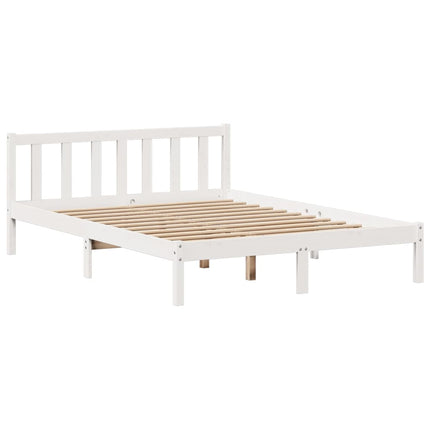 seng med reol uden madras 140x200 cm massivt fyrretræ hvid