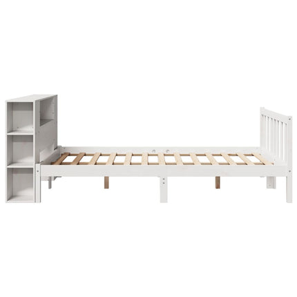 seng med reol uden madras 140x200 cm massivt fyrretræ hvid