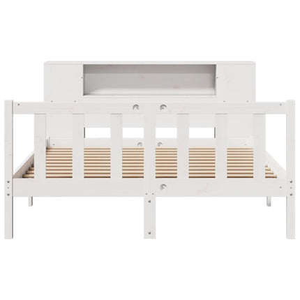 seng med reol uden madras 150x200 cm massivt fyrretræ hvid