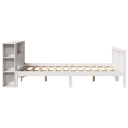 seng med reol uden madras 150x200 cm massivt fyrretræ hvid