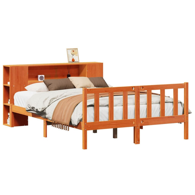 seng med reol uden madras 150x200cm massivt fyrretræ gyldenbrun