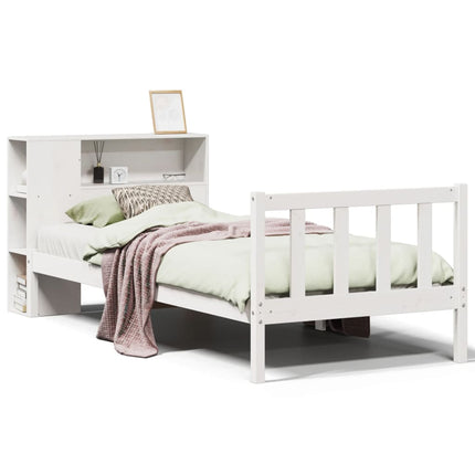 seng med reol uden madras 75x190 cm massivt fyrretræ hvid