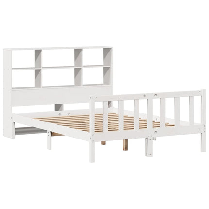 seng med reol uden madras 160x200 cm massivt fyrretræ hvid