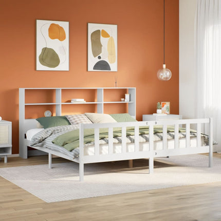 seng med reol uden madras 180x200 cm massivt fyrretræ hvid