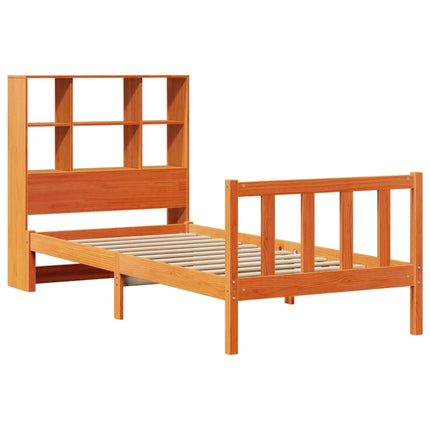 seng med reol uden madras 100x200cm massivt fyrretræ gyldenbrun