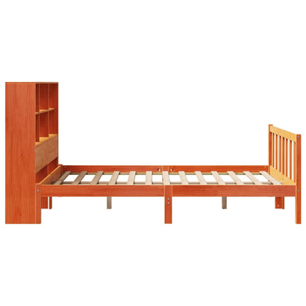 seng med reol uden madras 140x200cm massivt fyrretræ gyldenbrun