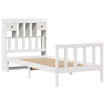 seng med reol uden madras 75x190 cm massivt fyrretræ hvid