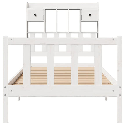 seng med reol uden madras 75x190 cm massivt fyrretræ hvid