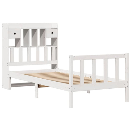 seng med reol uden madras 90x190 cm massivt fyrretræ hvid