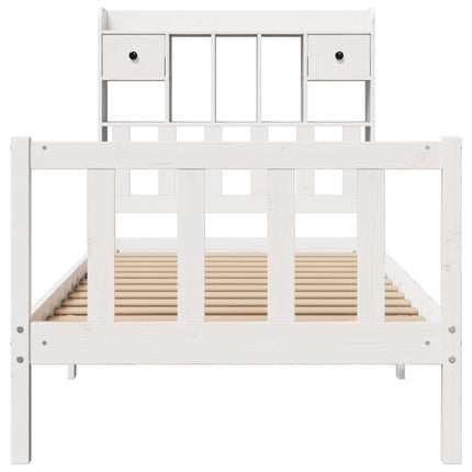 seng med reol uden madras 90x190 cm massivt fyrretræ hvid