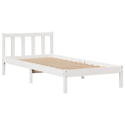 seng med reol uden madras 90x190 cm massivt fyrretræ hvid