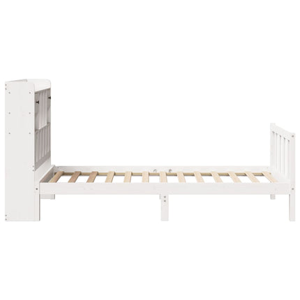 seng med reol uden madras 90x190 cm massivt fyrretræ hvid