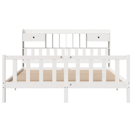 seng med reol uden madras 180x200 cm massivt fyrretræ hvid